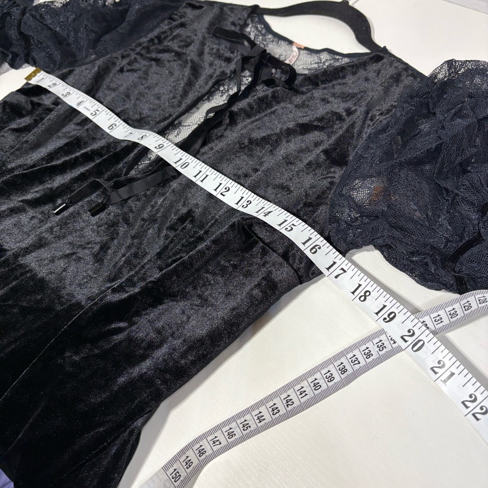 Free People midnight hour Black Velvet with Lace mini dress NWT - Picture 7 of 10